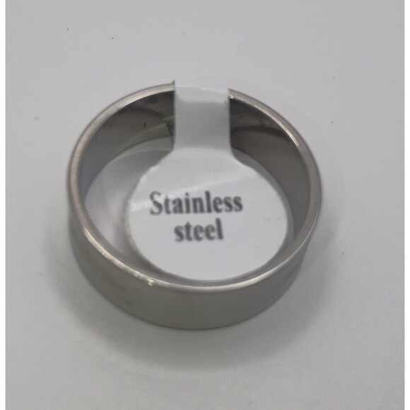 Unisex Alloy Silver Engraved Stainless Steel Ring Band U.S Size 10 - Picture 3 of 3